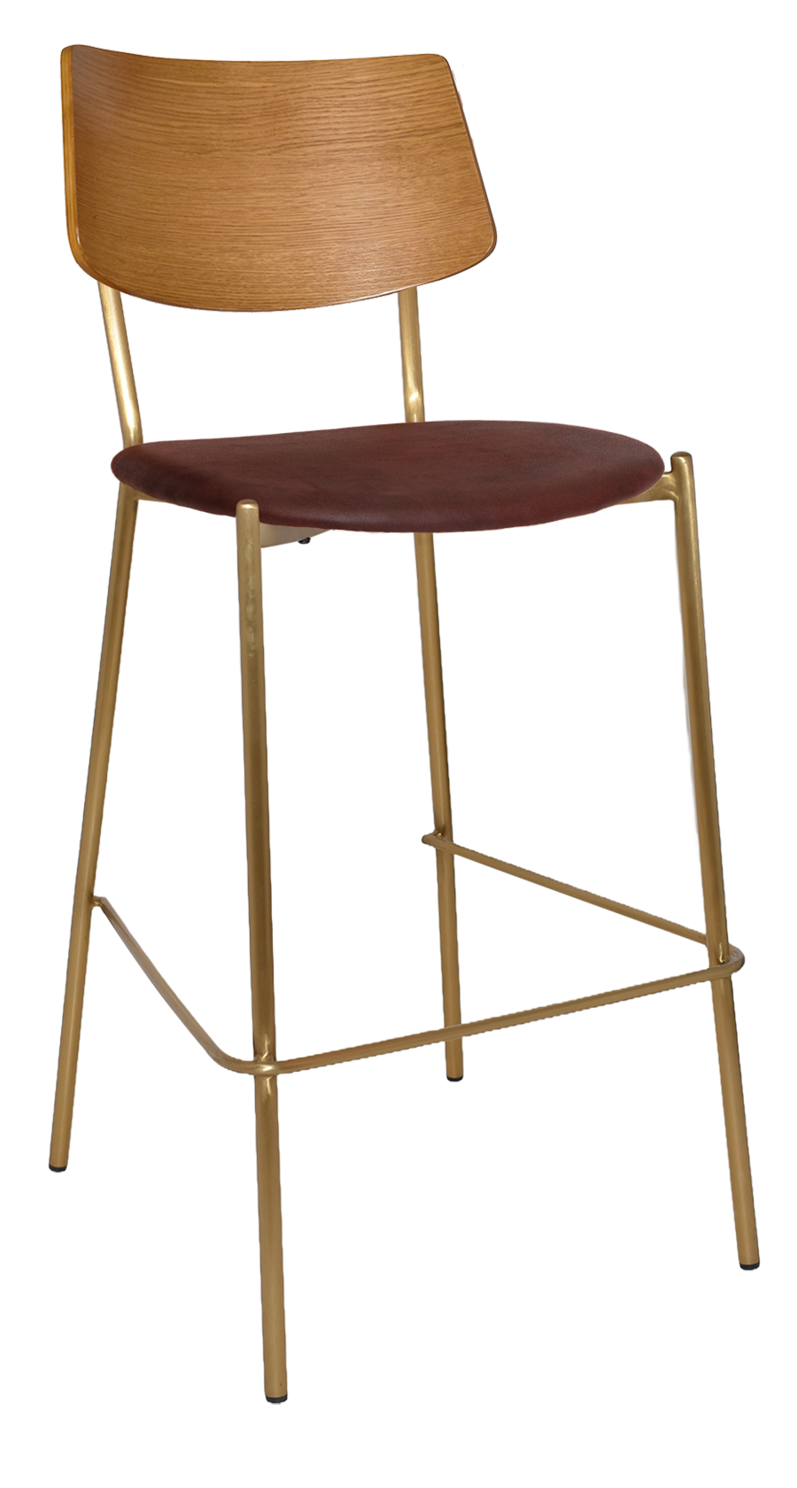 EZ Texas Brass Leg Barstool with Light Oak Veneer Back