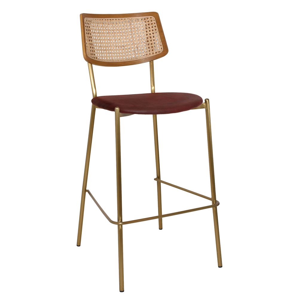 EZ Texas Metal Leg Rattan Back Barstool - Light Oak