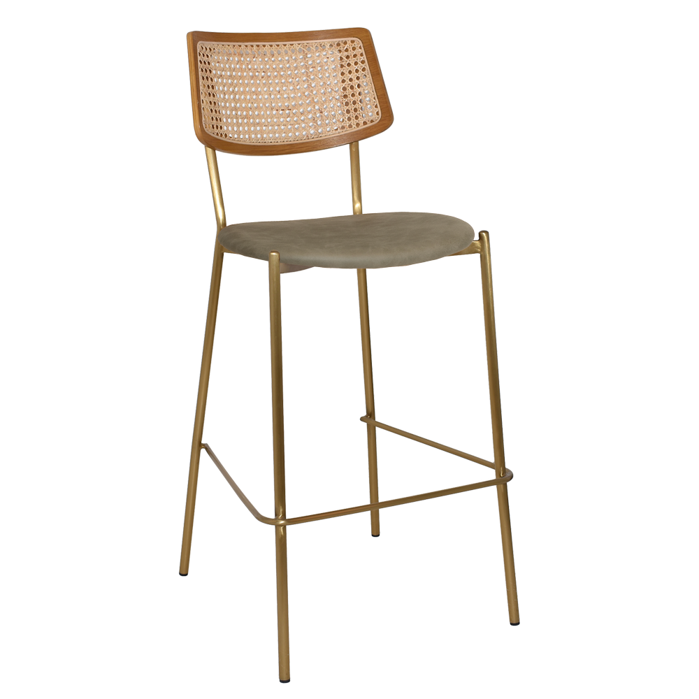 EZ Texas Metal Leg Rattan Back Barstool - Light Oak
