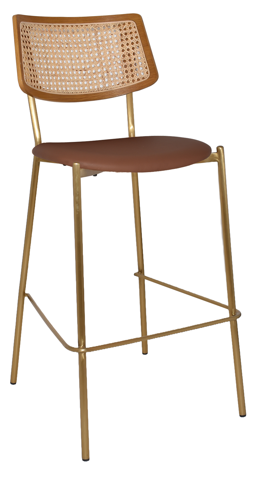EZ Texas Metal Leg Rattan Back Barstool - Light Oak
