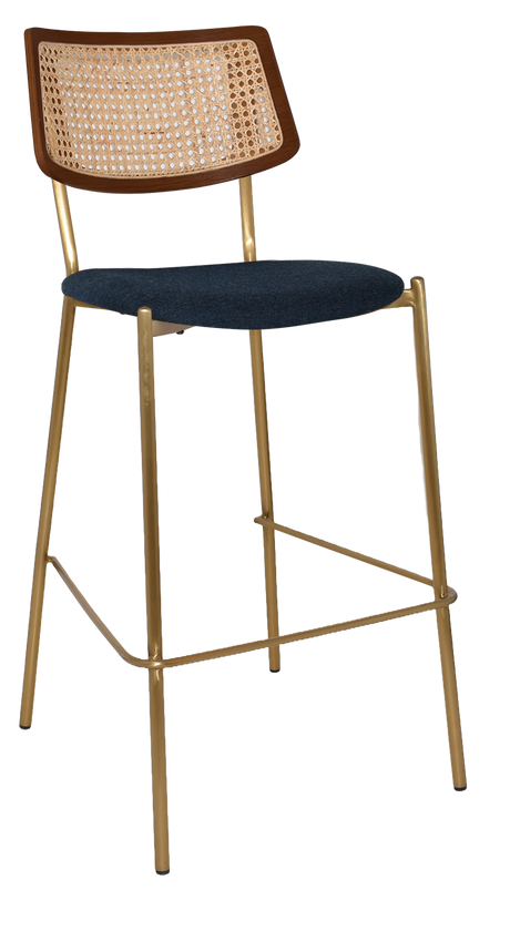EZ STOOL TEXAS BRASS - RATTAN LIGHT WALNUT