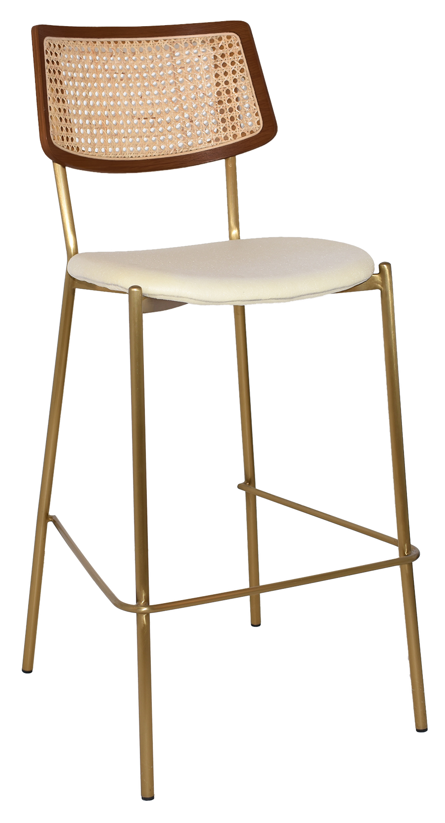 EZ Texas Metal Leg Rattan Back Barstool - Light Walnut