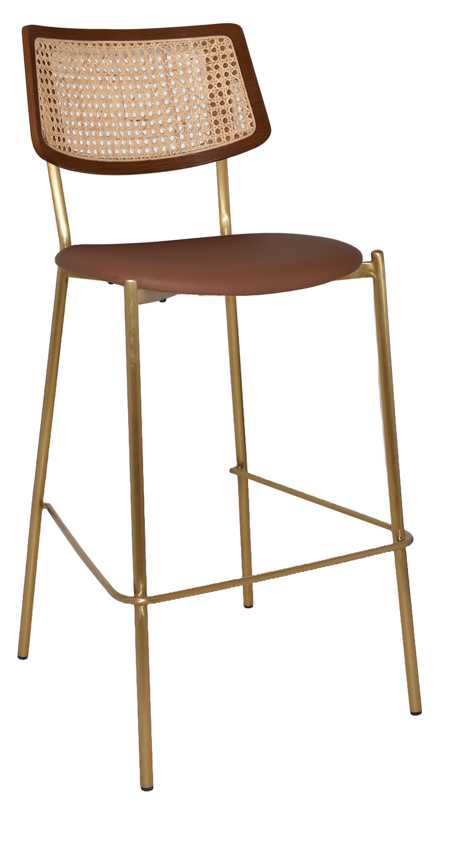 EZ Texas Metal Leg Rattan Back Barstool - Light Walnut