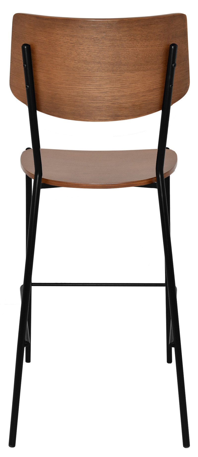 EZ Texas Black Metal Leg Light Walnut Back Barstool