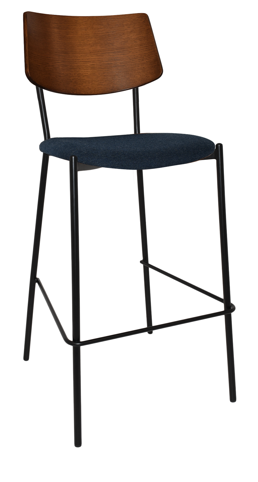 EZ Texas Black Metal Leg Light Walnut Back Barstool