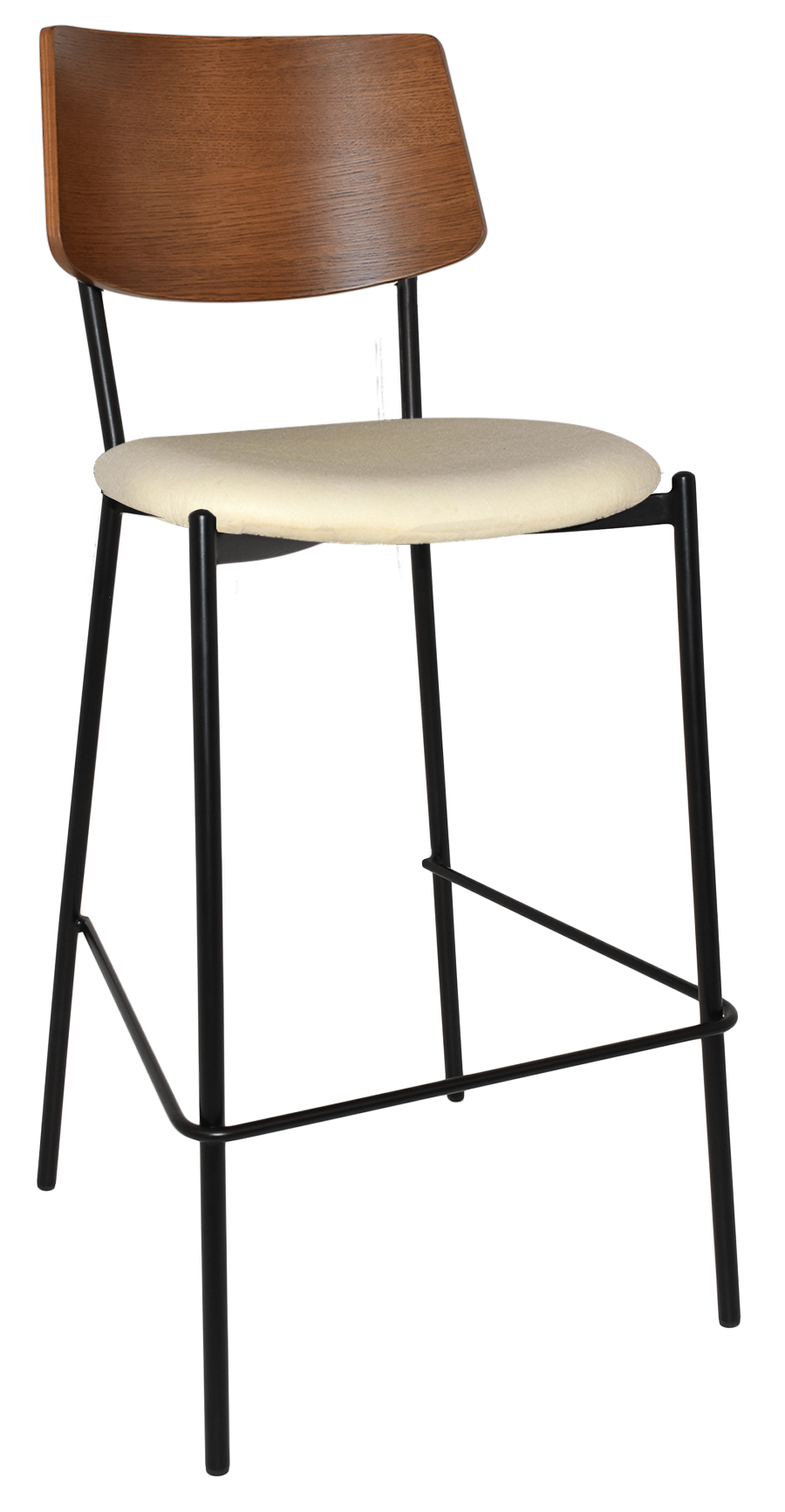 EZ Texas Black Metal Leg Light Walnut Back Barstool