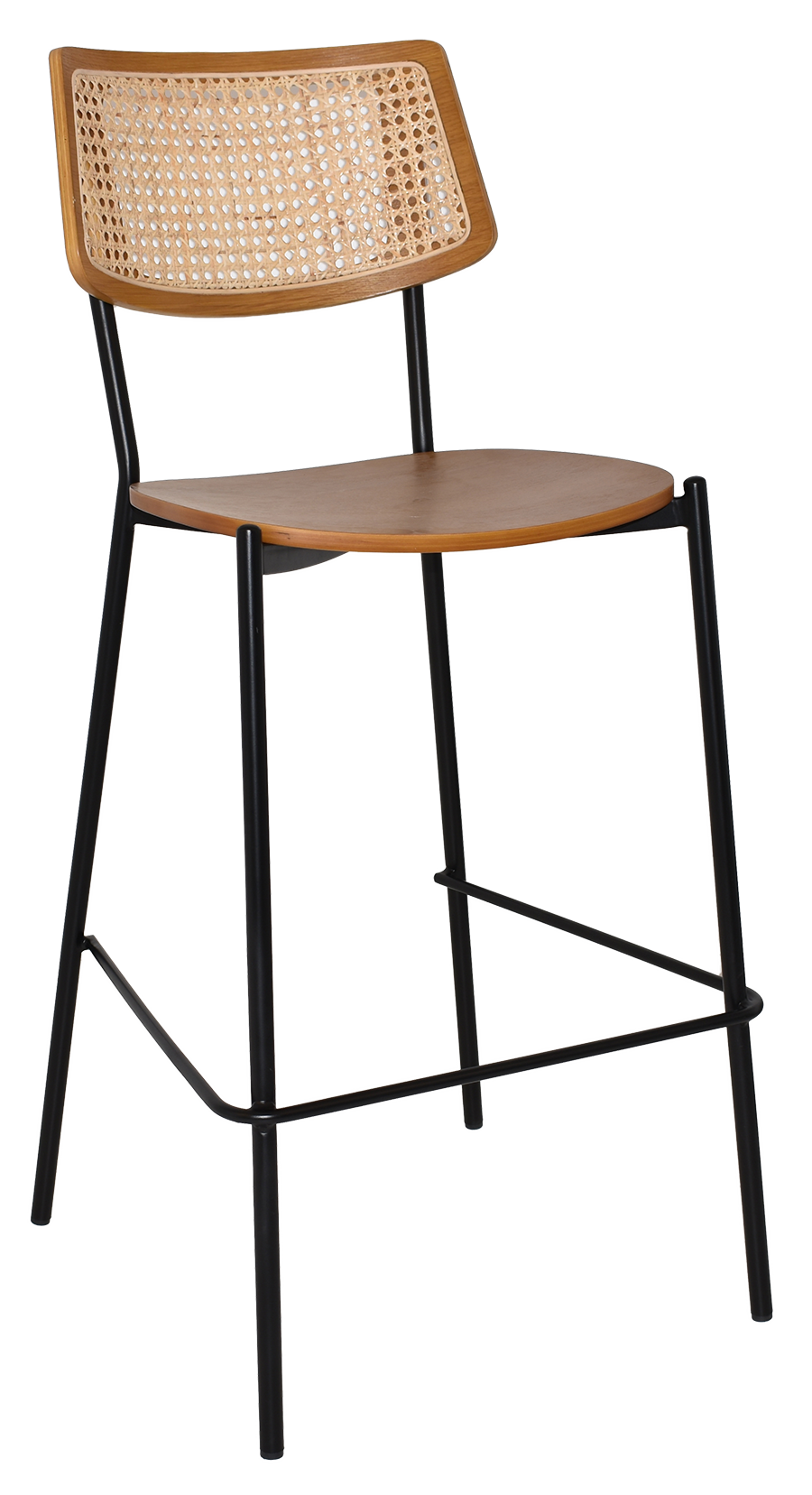 EZ Texas Metal Leg Rattan Back Barstool - Light Oak