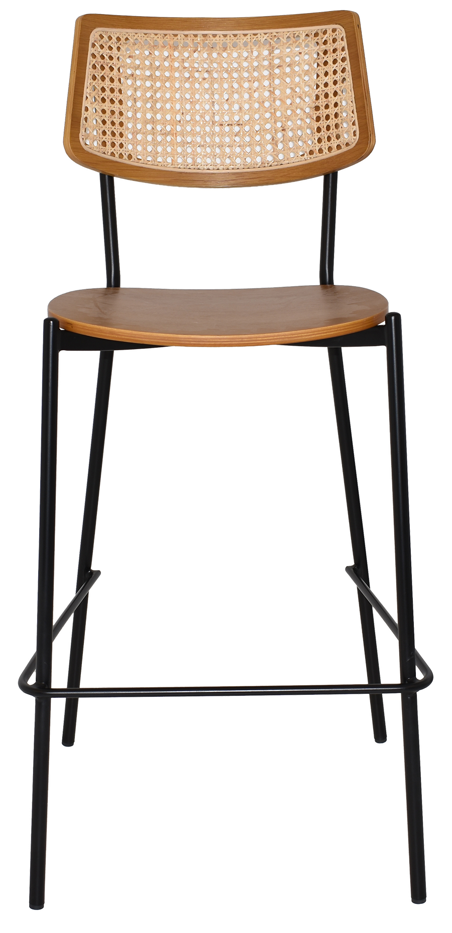 EZ Texas Metal Leg Rattan Back Barstool - Light Oak