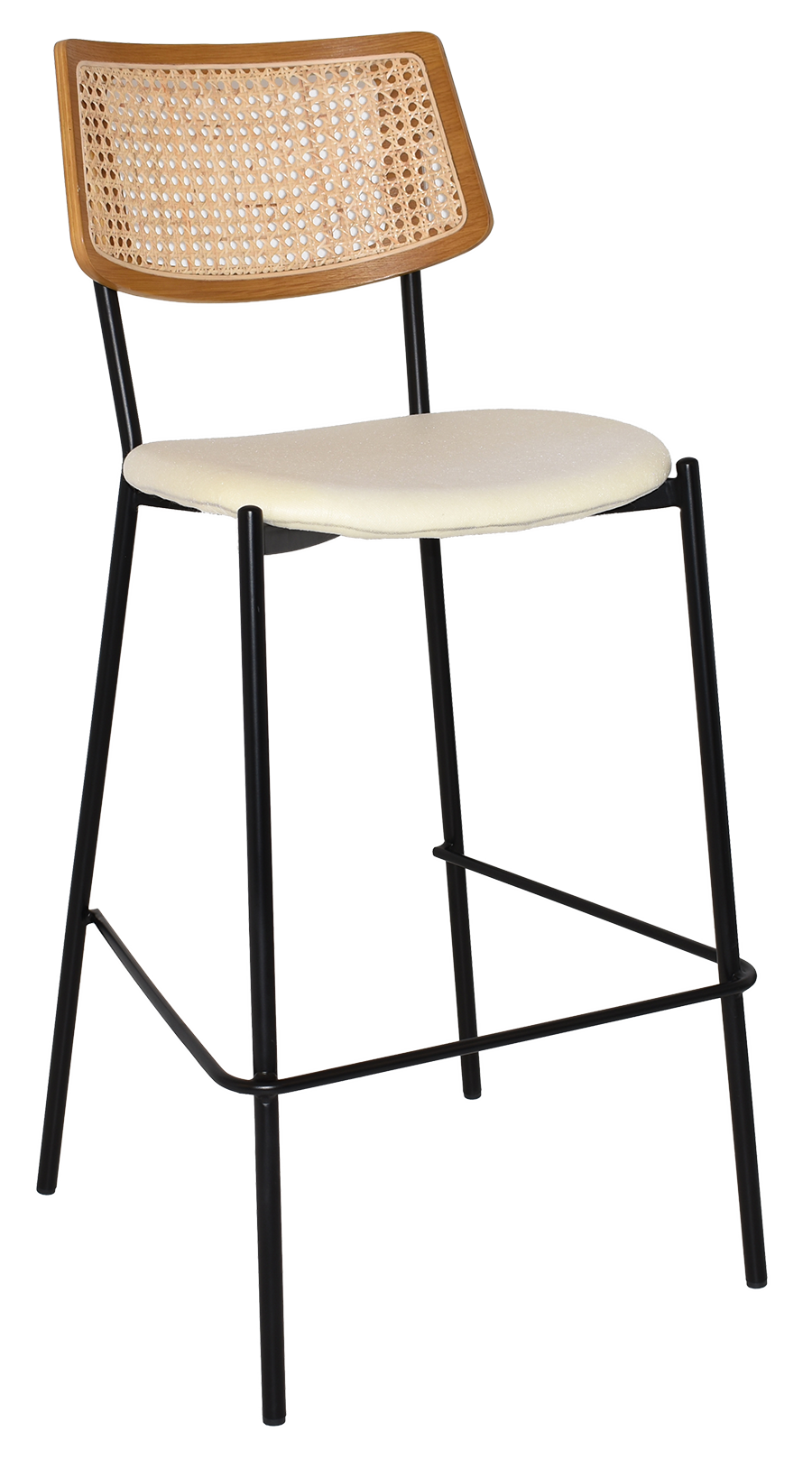 EZ Texas Metal Leg Rattan Back Barstool - Light Oak