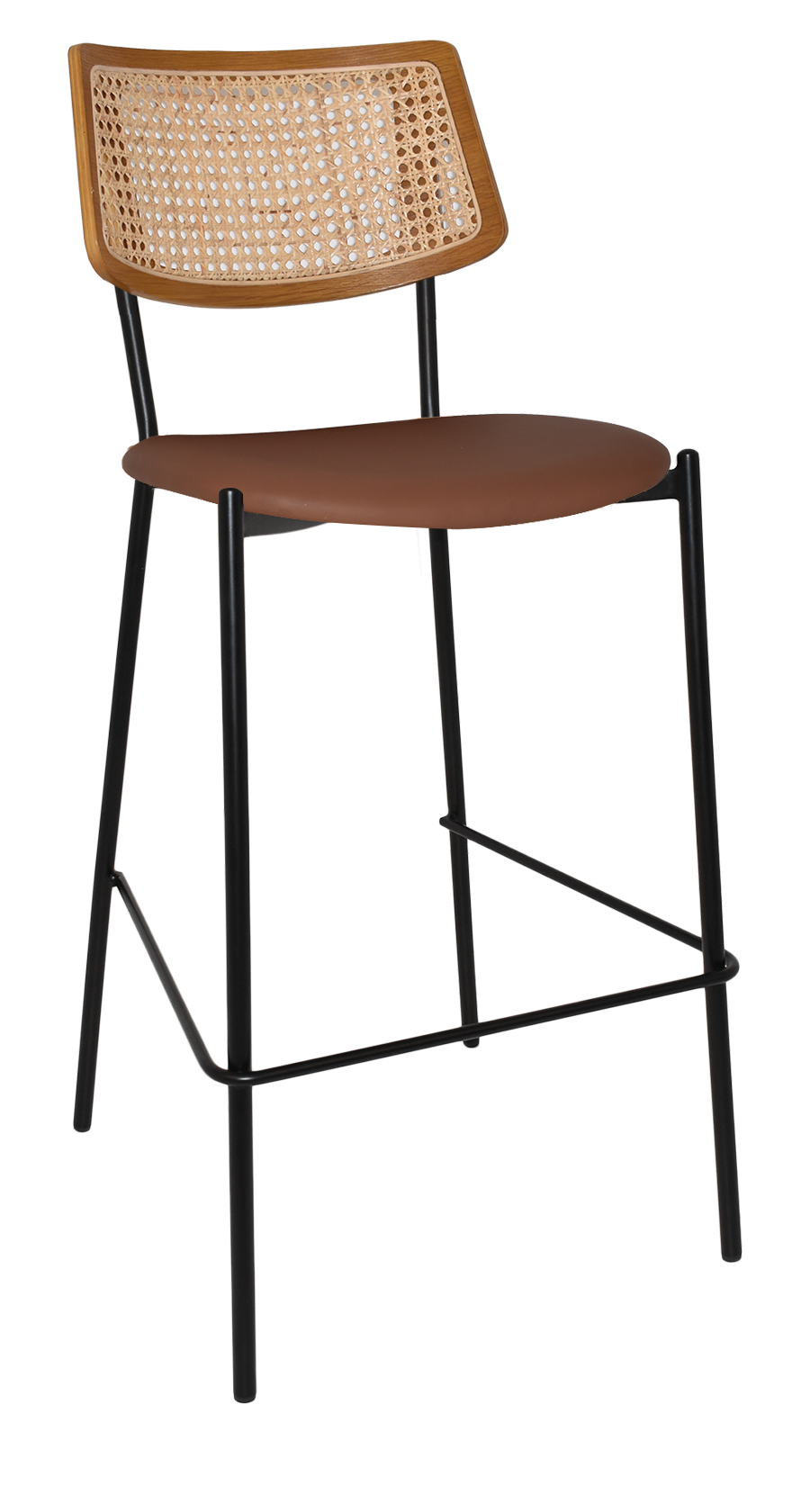 EZ Texas Metal Leg Rattan Back Barstool - Light Oak