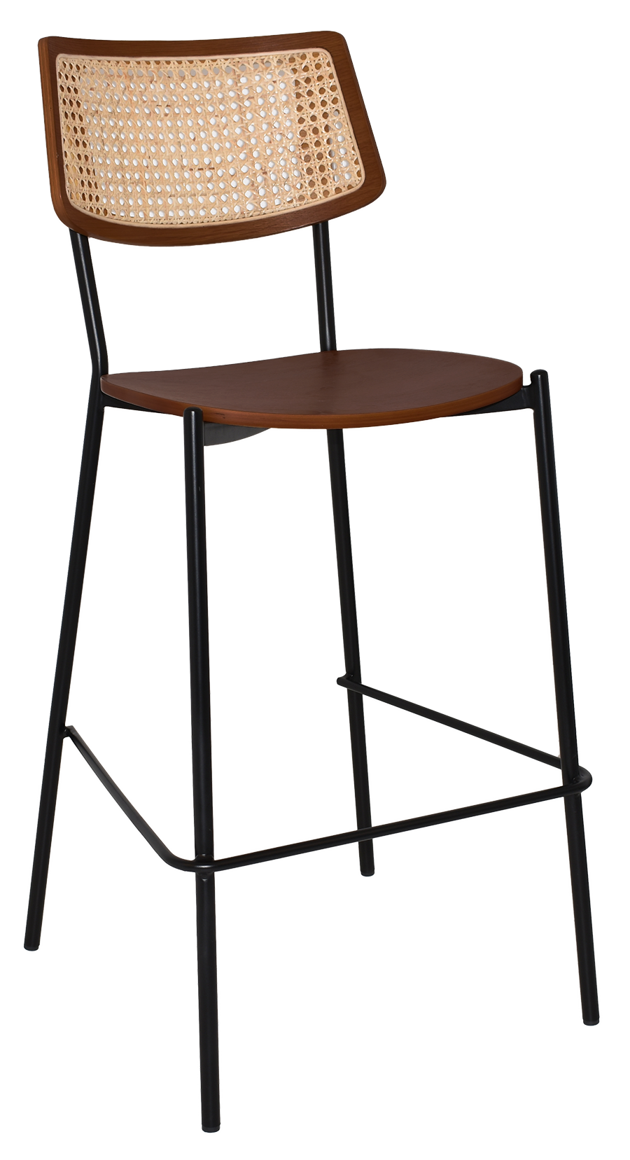 EZ Texas Metal Leg Rattan Back Barstool - Light Walnut