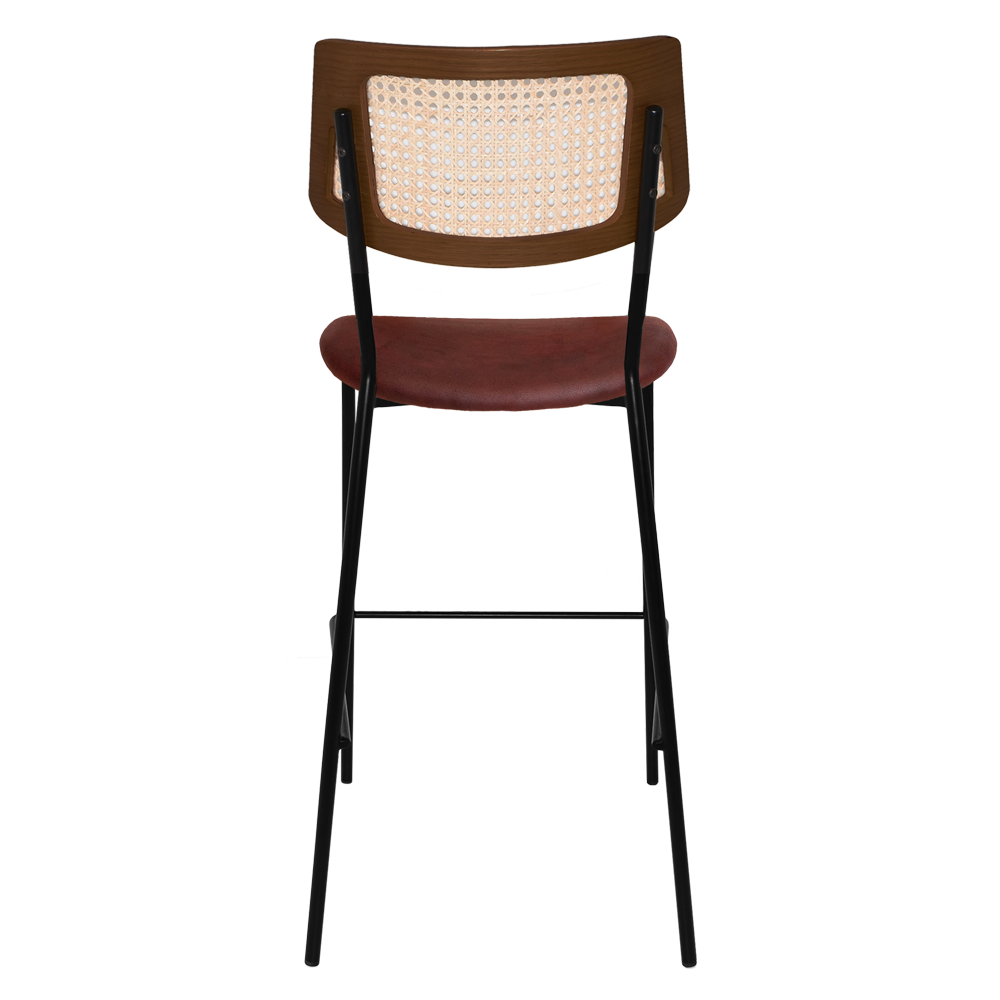 EZ Texas Metal Leg Rattan Back Barstool - Light Walnut