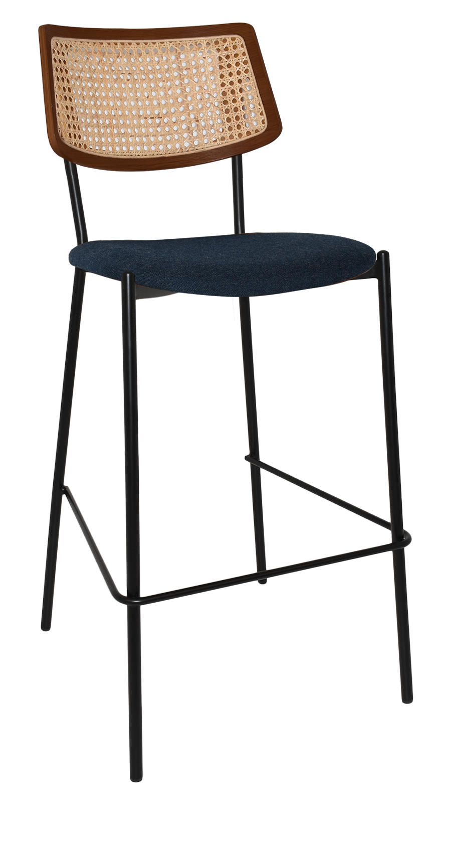 EZ Texas Metal Leg Rattan Back Barstool - Light Walnut