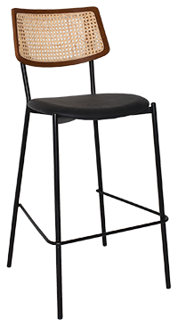 EZ Texas Metal Leg Rattan Back Barstool - Light Walnut