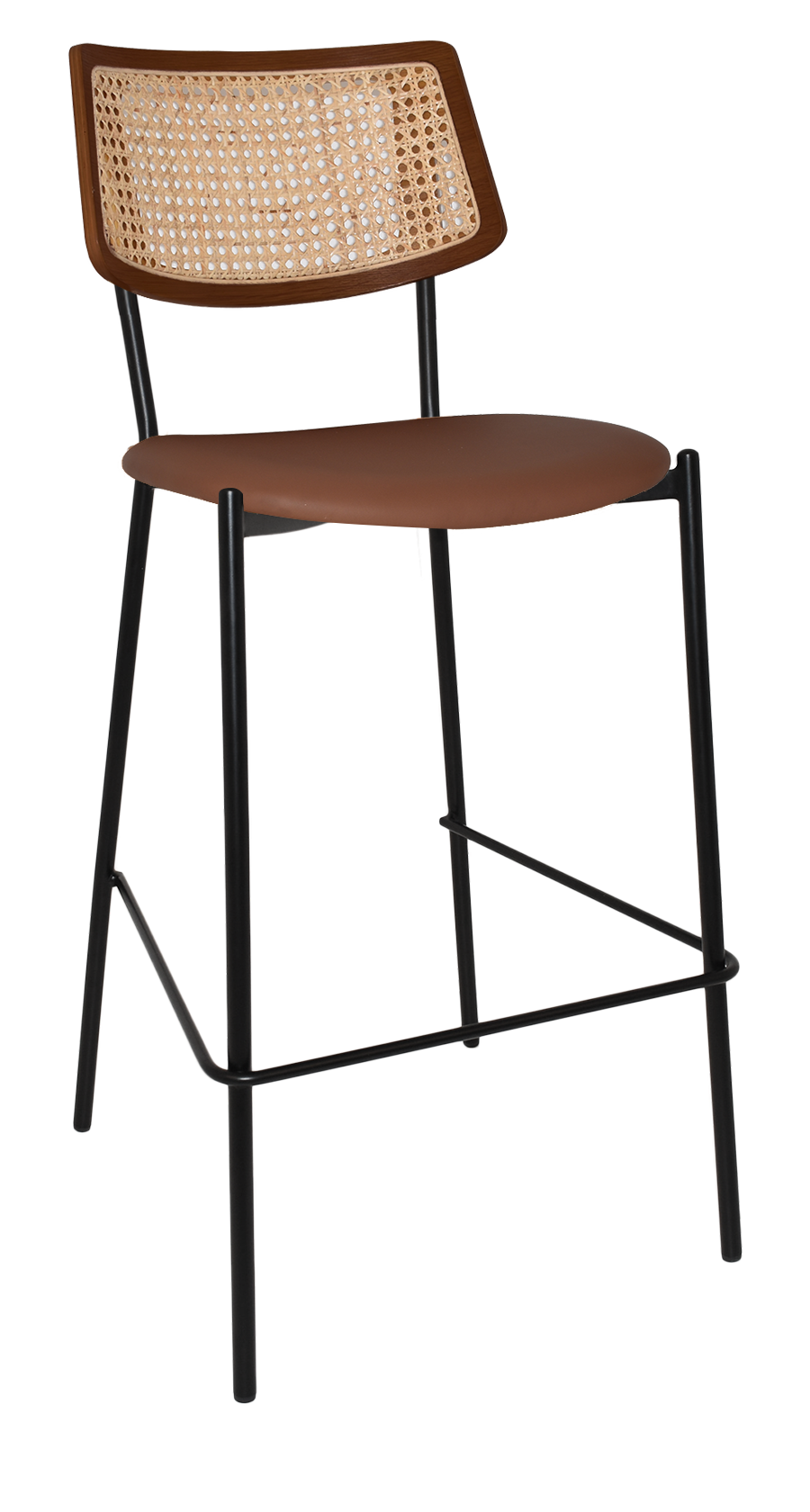 EZ Texas Metal Leg Rattan Back Barstool - Light Walnut