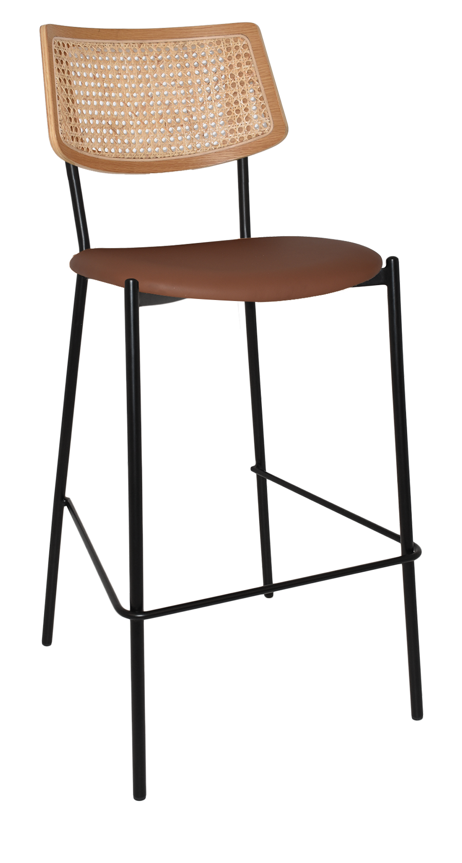 EZ Texas Metal Leg Rattan Back Barstool - Natural