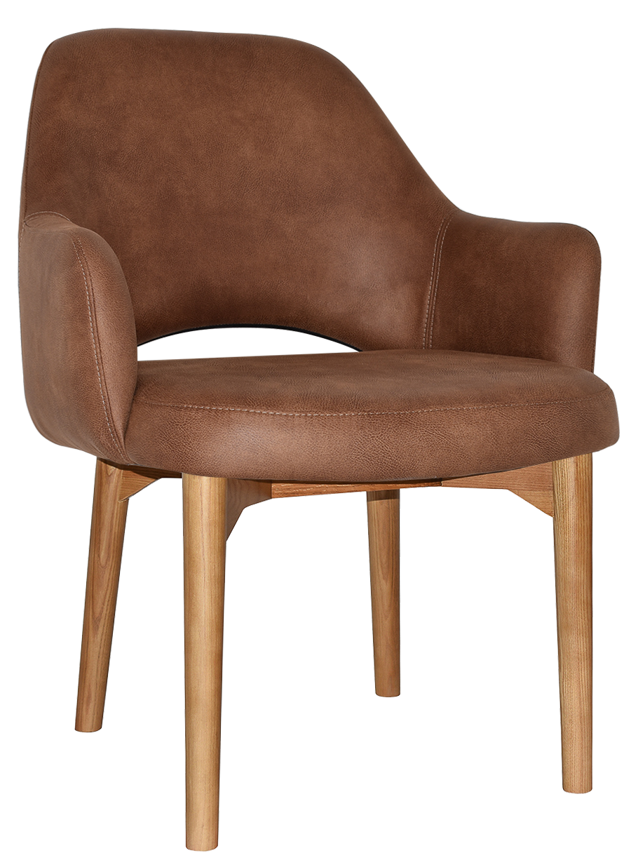 EZ Albury Solid Oak Stained Timber Upholstered Hospitality Dining Armchair - XL