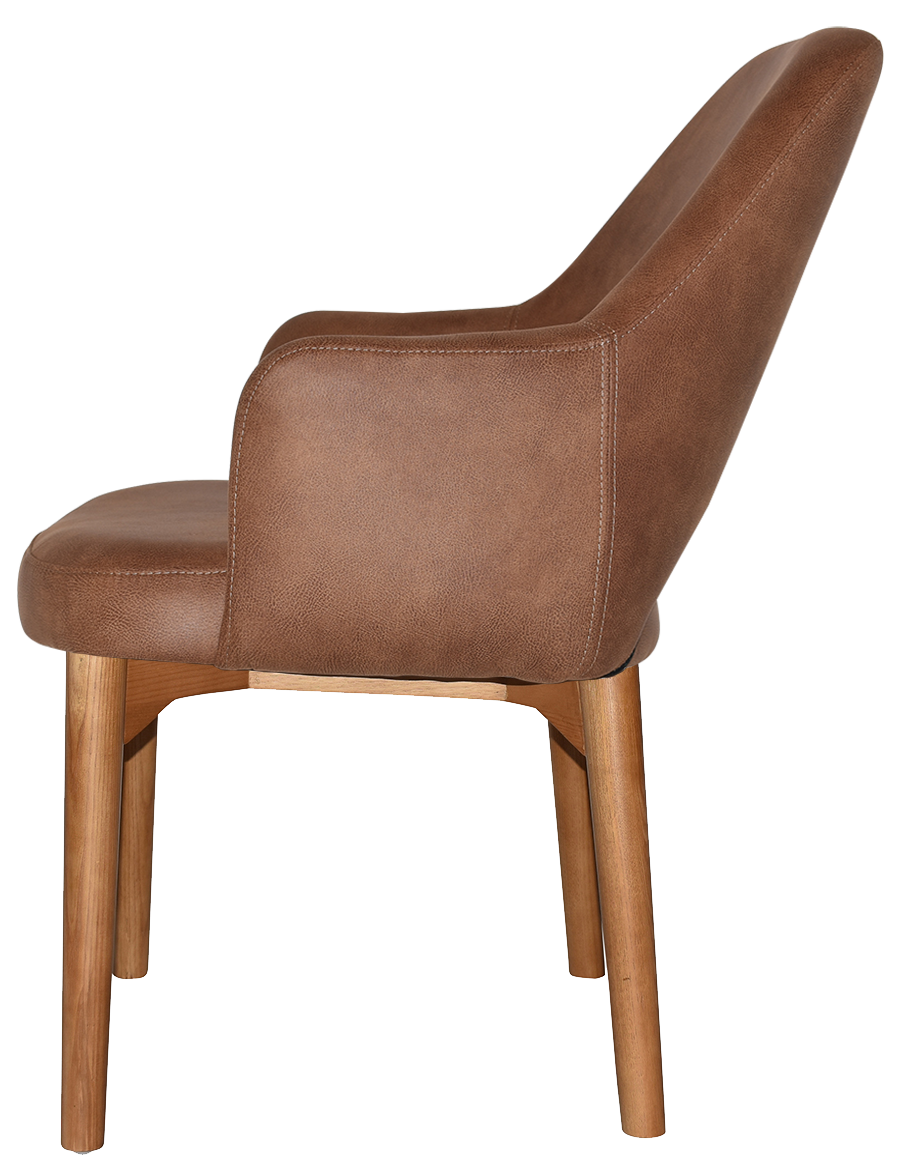 EZ Albury Solid Oak Stained Timber Upholstered Hospitality Dining Armchair - XL