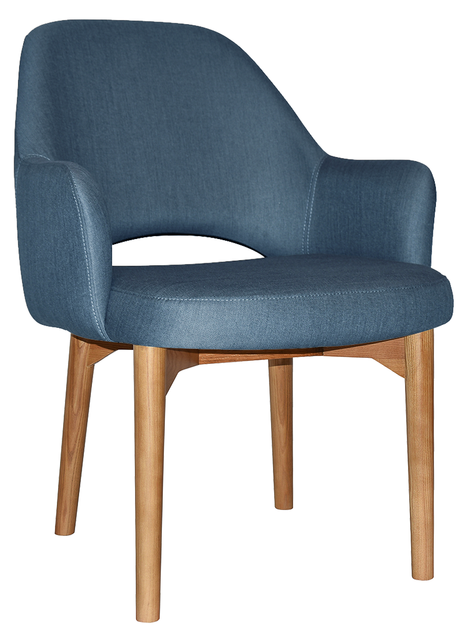 EZ Albury Solid Oak Stained Timber Upholstered Hospitality Dining Armchair - XL