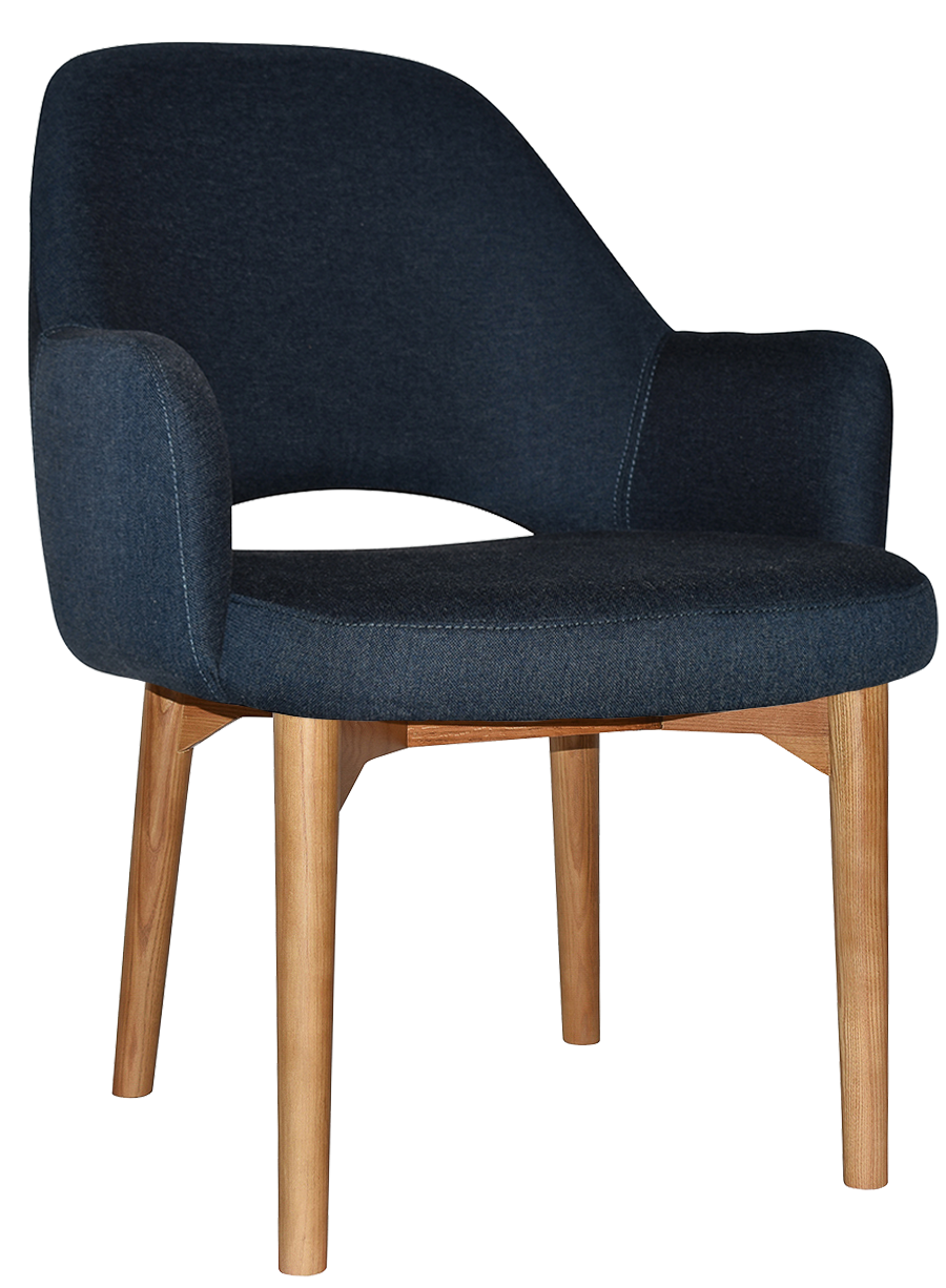EZ Albury Solid Oak Stained Timber Upholstered Hospitality Dining Armchair - XL