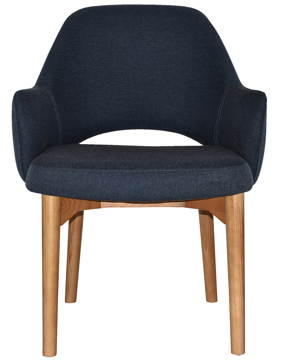EZ Albury Solid Oak Stained Timber Upholstered Hospitality Dining Armchair - XL