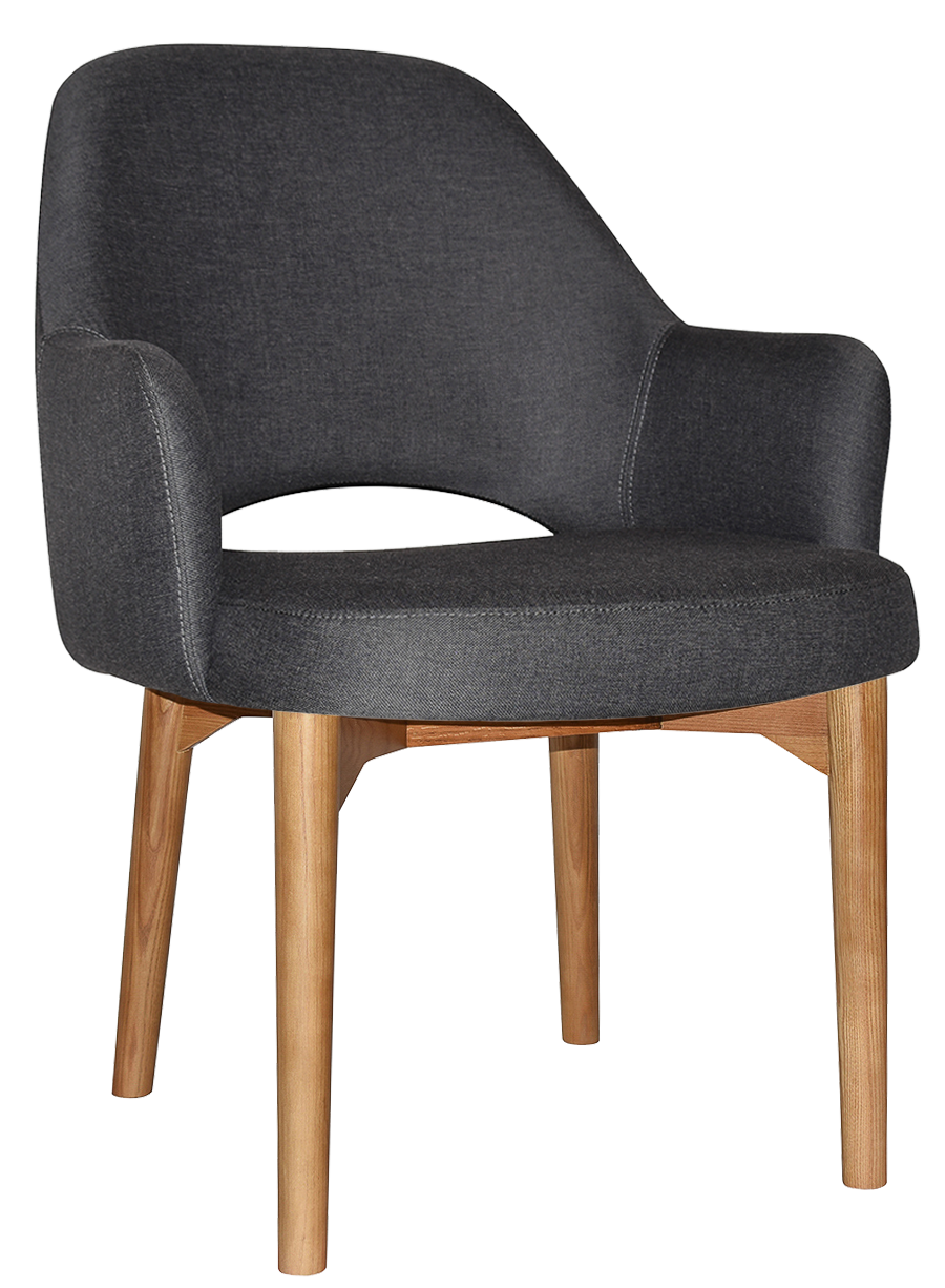 EZ Albury Solid Oak Stained Timber Upholstered Hospitality Dining Armchair - XL