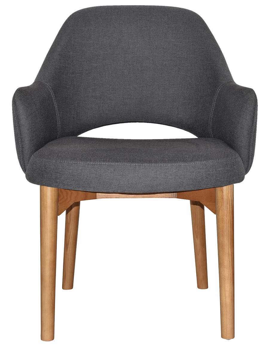 EZ Albury Solid Oak Stained Timber Upholstered Hospitality Dining Armchair - XL