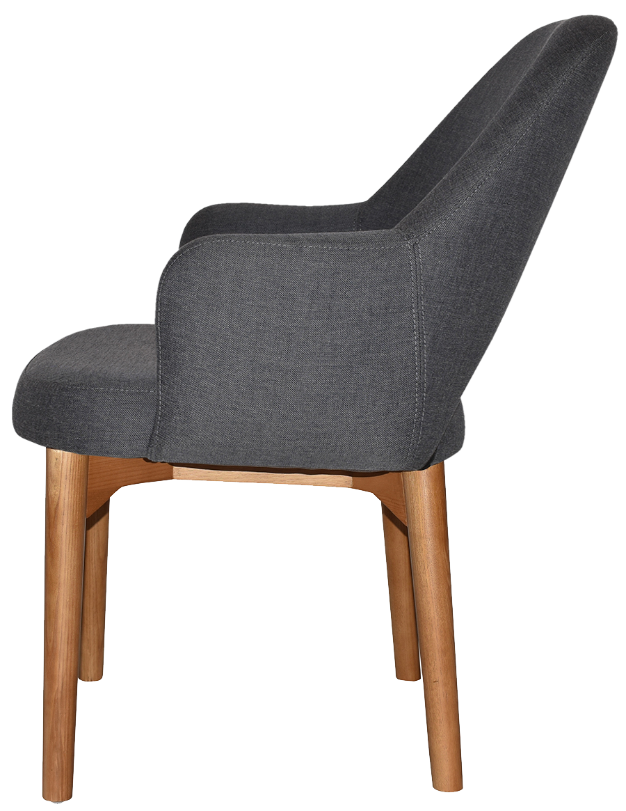 EZ Albury Solid Oak Stained Timber Upholstered Hospitality Dining Armchair - XL