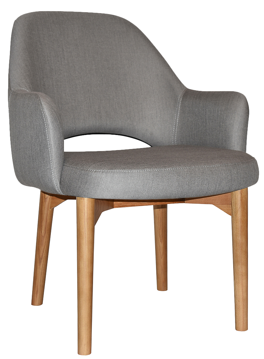 EZ Albury Solid Oak Stained Timber Upholstered Hospitality Dining Armchair - XL