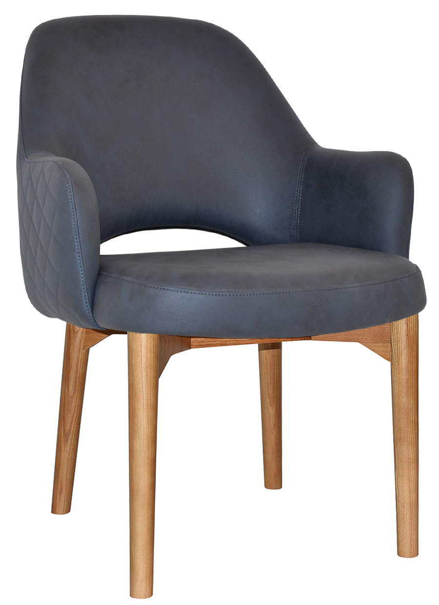 EZ Albury Solid Oak Stained Timber Upholstered Hospitality Dining Armchair - XL