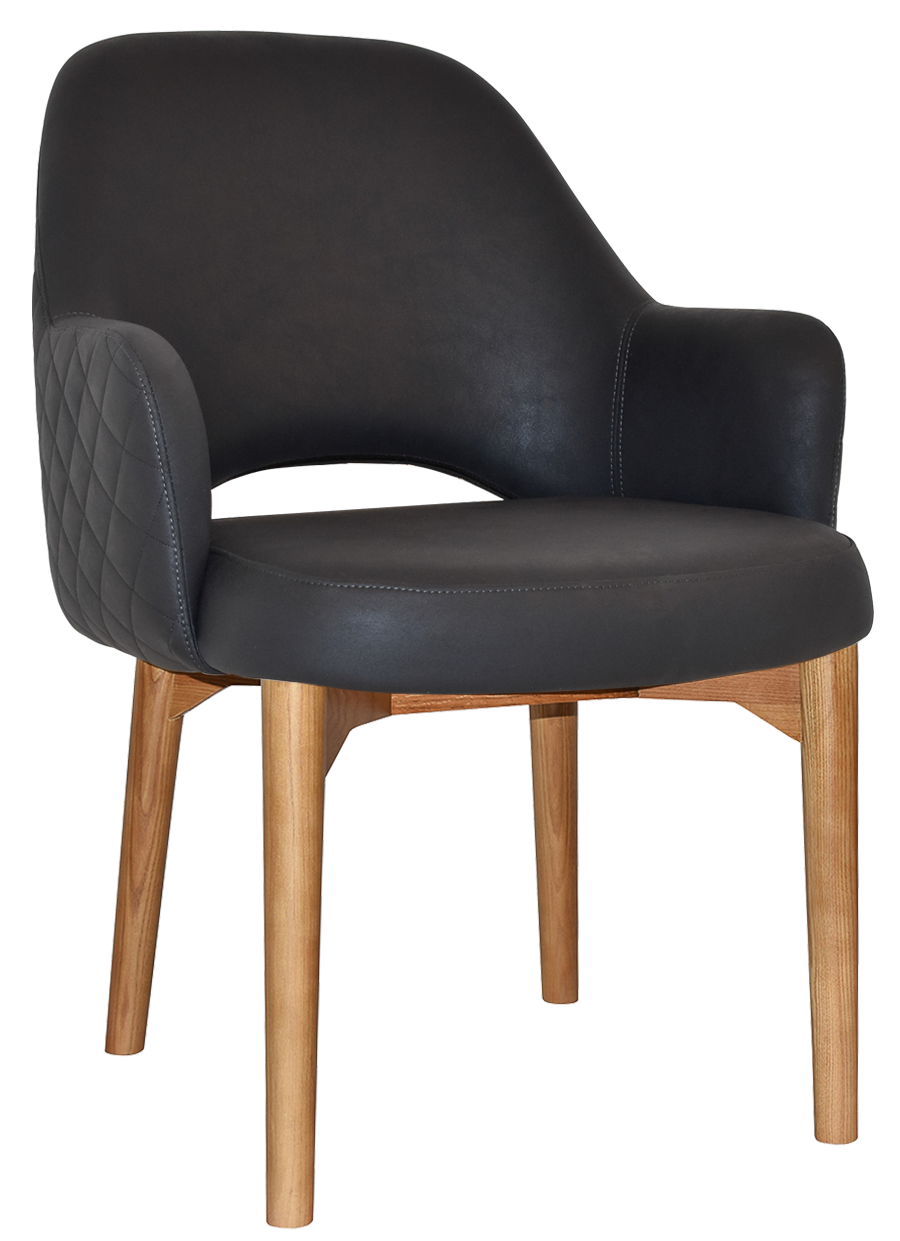 EZ Albury Solid Oak Stained Timber Upholstered Hospitality Dining Armchair - XL