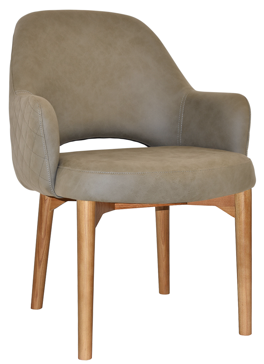 EZ Albury Solid Oak Stained Timber Upholstered Hospitality Dining Armchair - XL