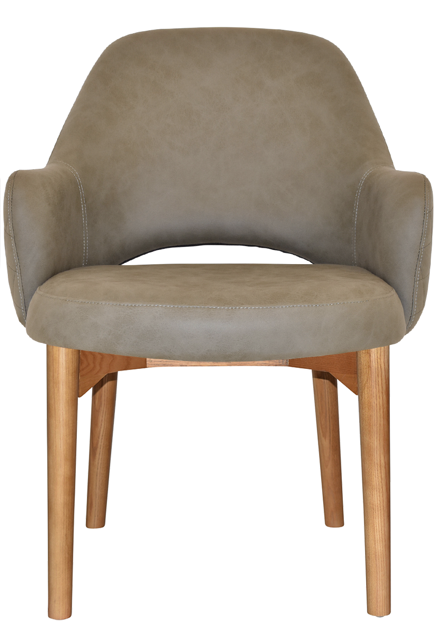 EZ Albury Solid Oak Stained Timber Upholstered Hospitality Dining Armchair - XL