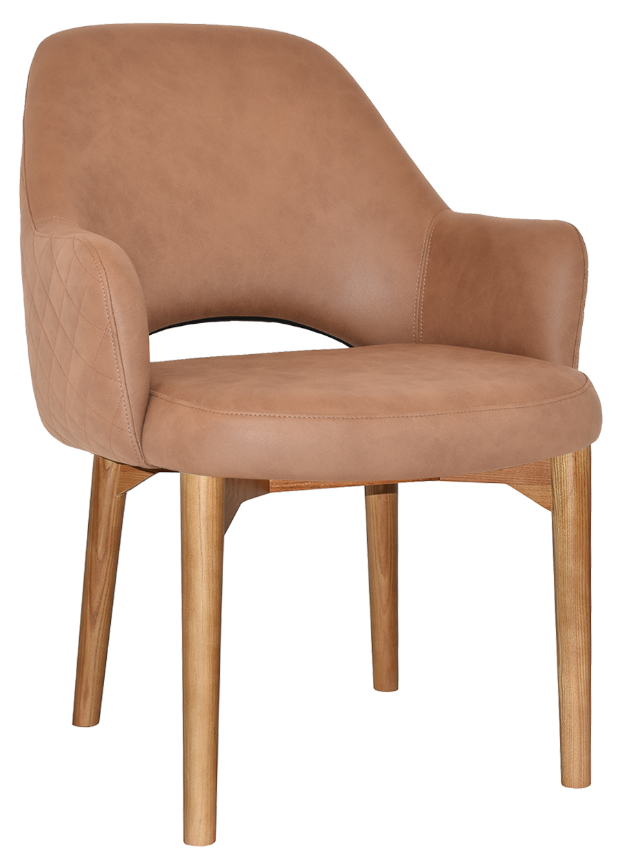 EZ Albury Solid Oak Stained Timber Upholstered Hospitality Dining Armchair - XL