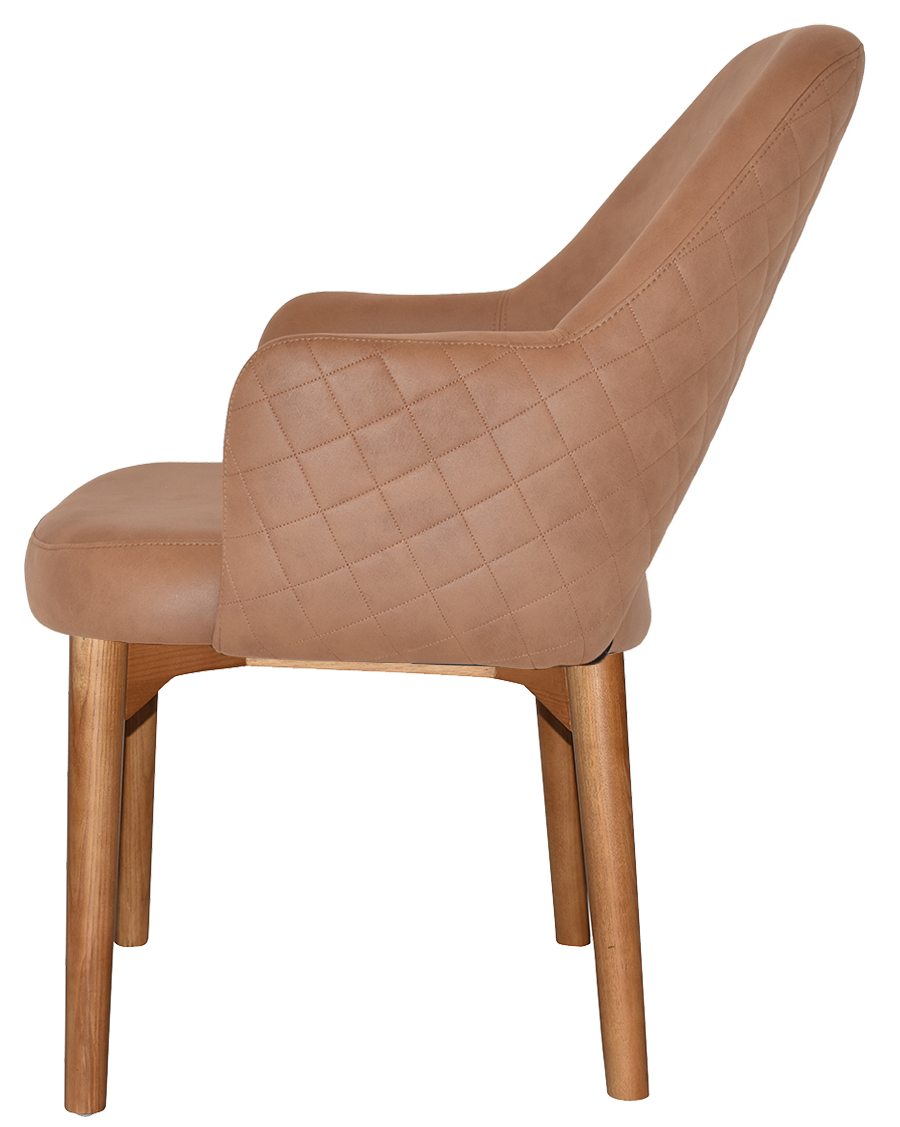 EZ Albury Solid Oak Stained Timber Upholstered Hospitality Dining Armchair - XL