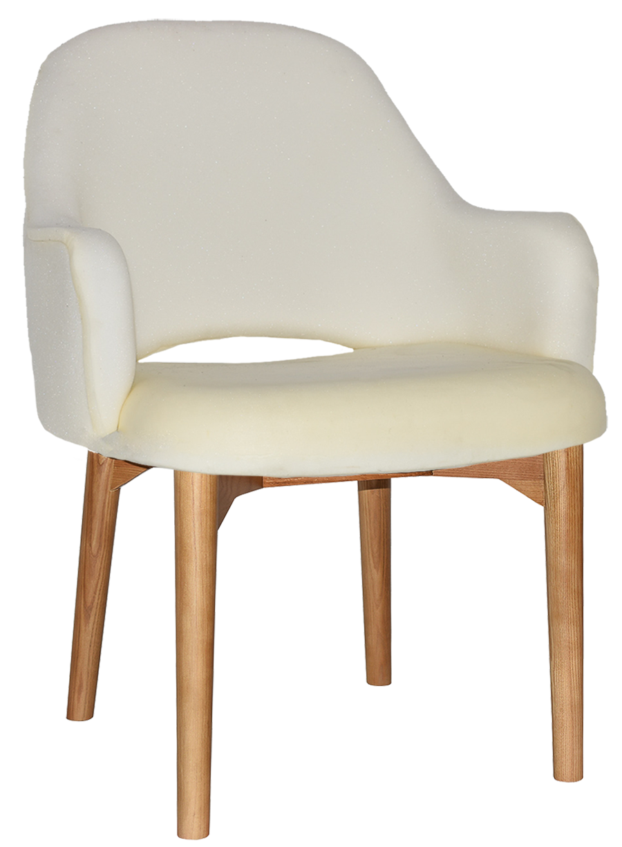 EZ Albury Solid Oak Stained Timber Upholstered Hospitality Dining Armchair - XL