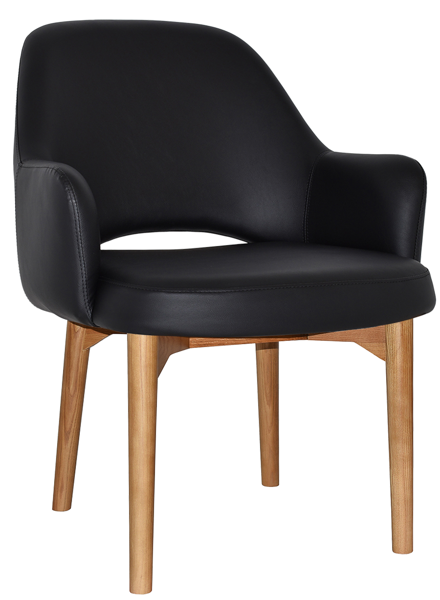 EZ Albury Solid Oak Stained Timber Upholstered Hospitality Dining Armchair - XL