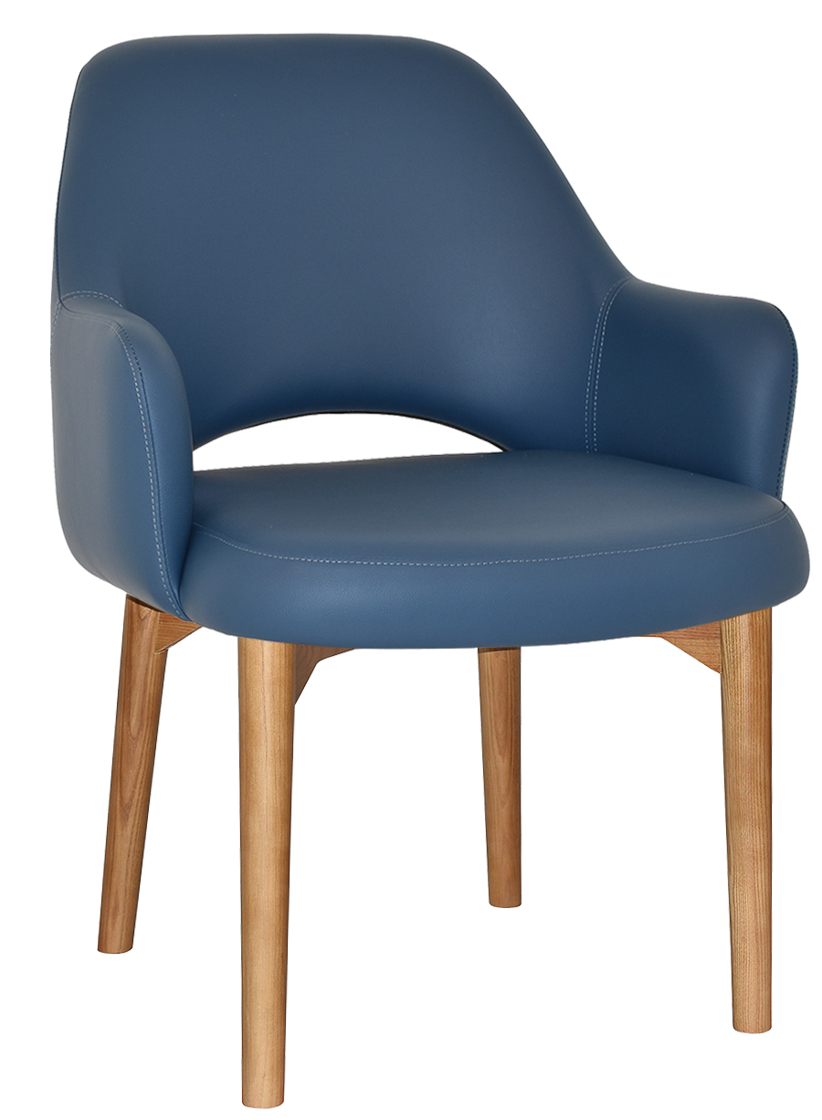 EZ Albury Solid Oak Stained Timber Upholstered Hospitality Dining Armchair - XL