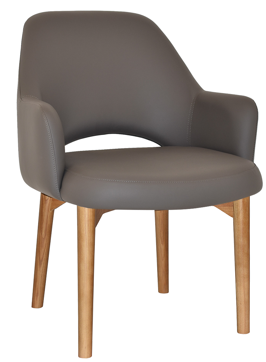 EZ Albury Solid Oak Stained Timber Upholstered Hospitality Dining Armchair - XL