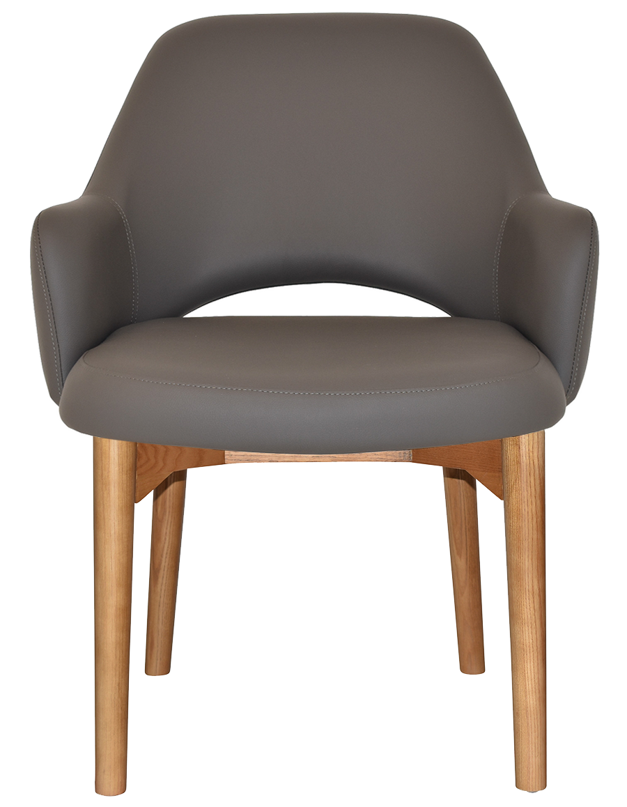 EZ Albury Solid Oak Stained Timber Upholstered Hospitality Dining Armchair - XL