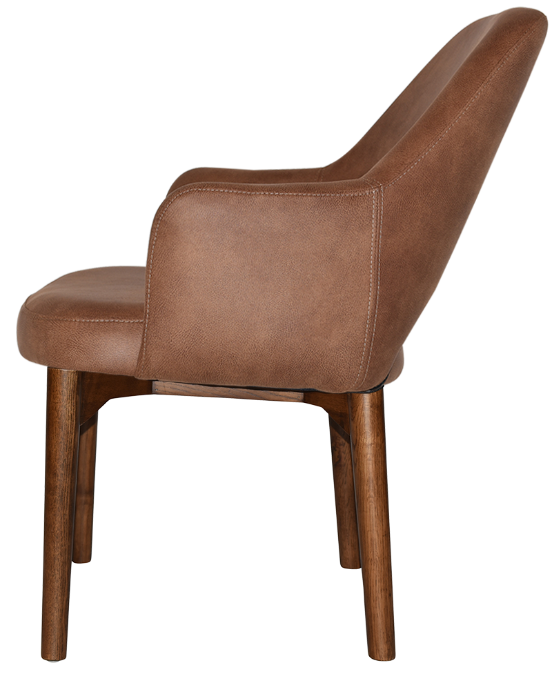 EZ Albury Walnut Stained Timber Frame Upholstered Hospitality Dining Armchair - XL