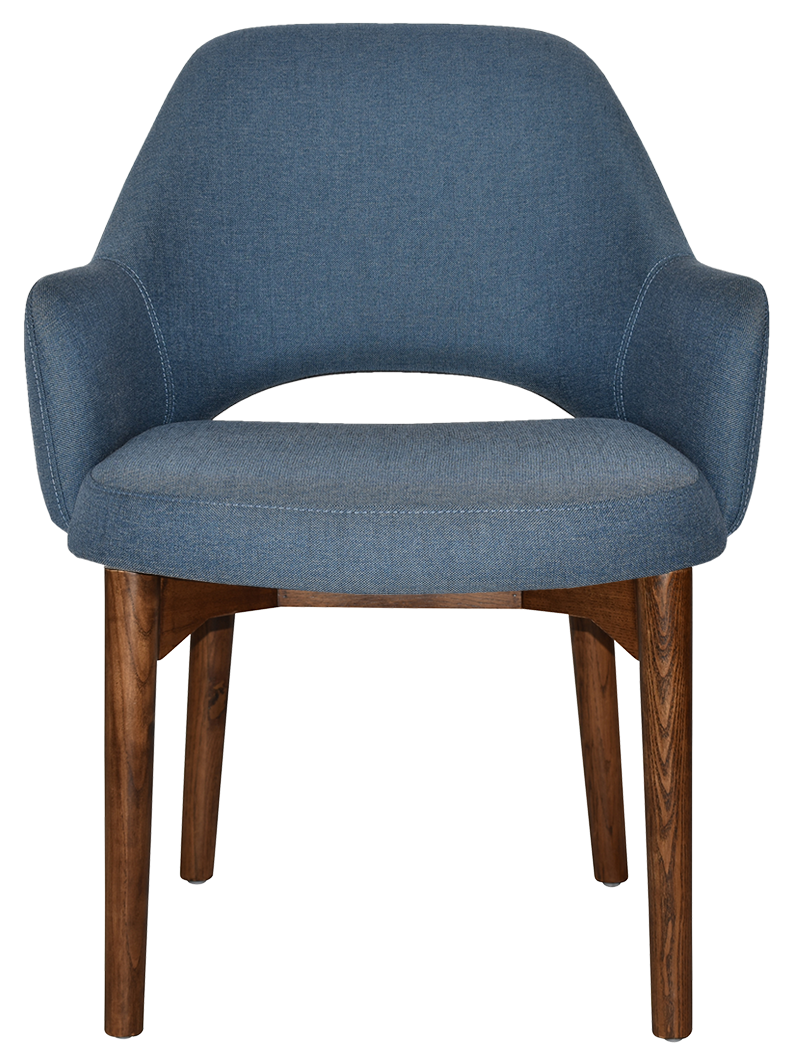 EZ Albury Walnut Stained Timber Frame Upholstered Hospitality Dining Armchair - XL