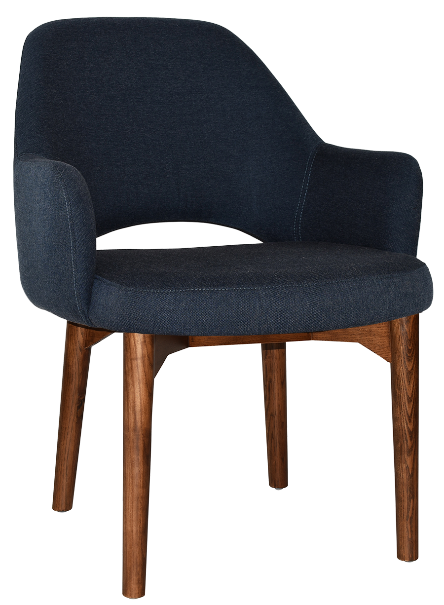 EZ Albury Walnut Stained Timber Frame Upholstered Hospitality Dining Armchair - XL