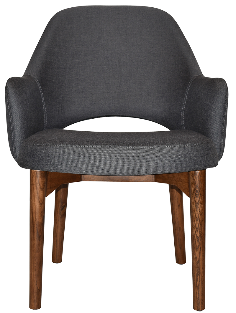 EZ Albury Walnut Stained Timber Frame Upholstered Hospitality Dining Armchair - XL
