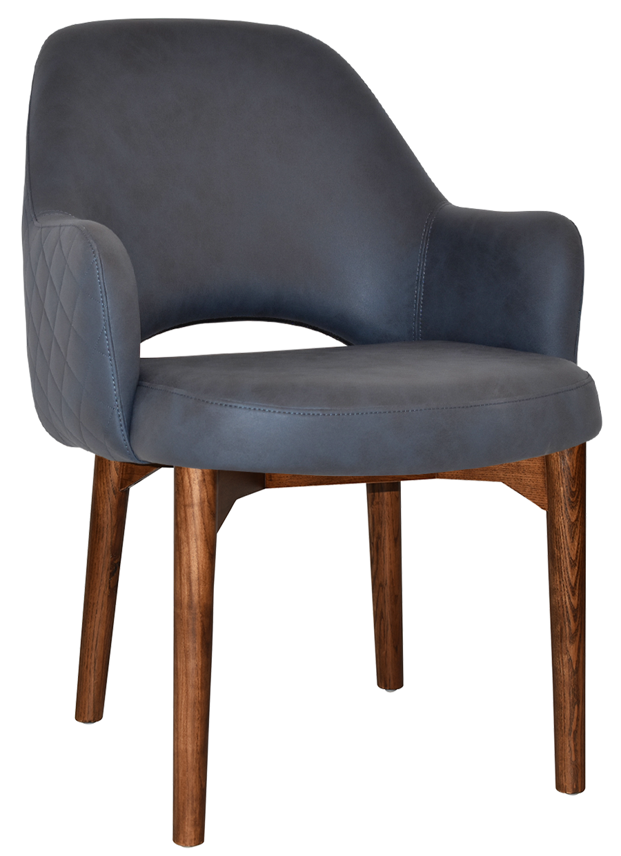 EZ Albury Walnut Stained Timber Frame Upholstered Hospitality Dining Armchair - XL