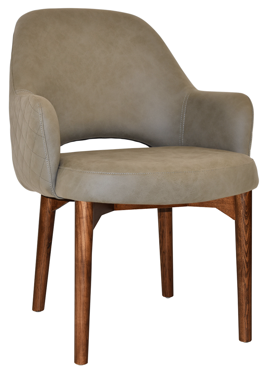 EZ Albury Walnut Stained Timber Frame Upholstered Hospitality Dining Armchair - XL