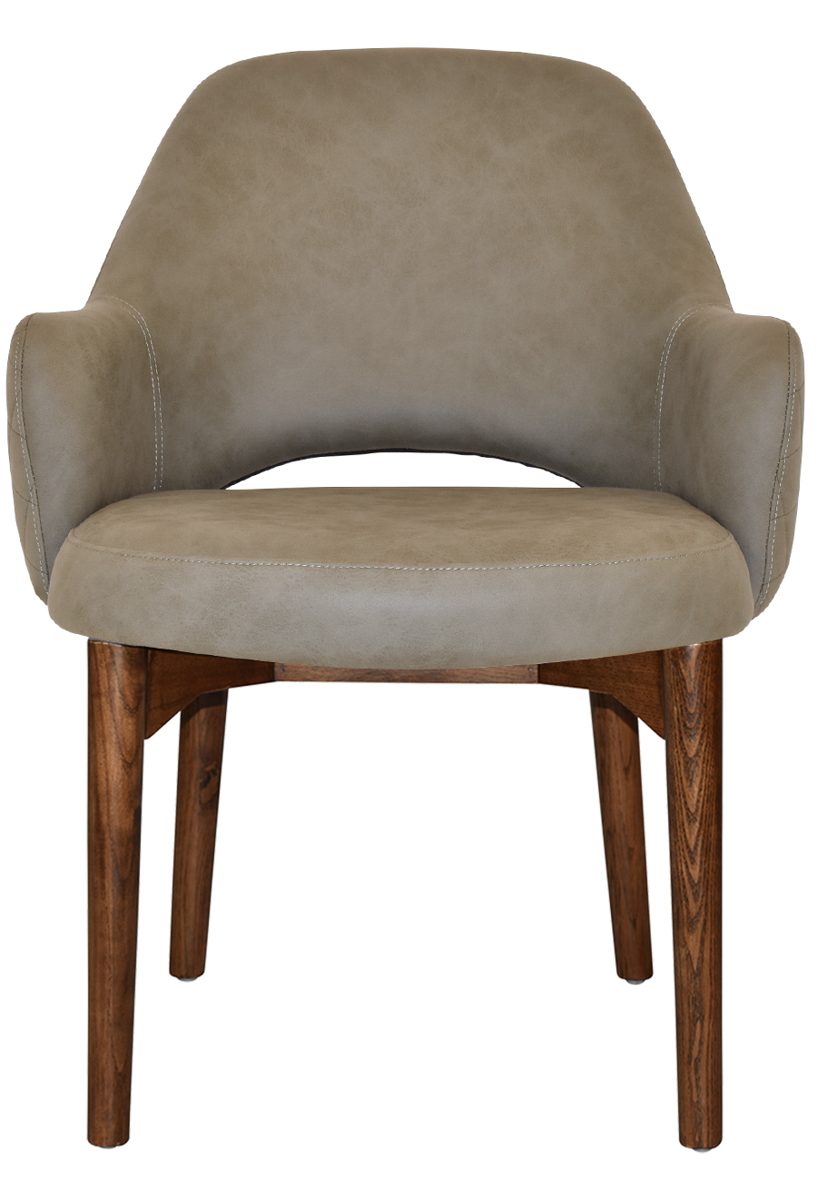 EZ Albury Walnut Stained Timber Frame Upholstered Hospitality Dining Armchair - XL