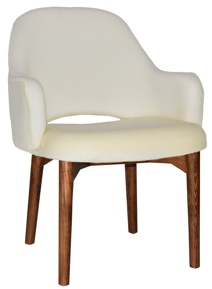 EZ Albury Walnut Stained Timber Frame Upholstered Hospitality Dining Armchair - XL