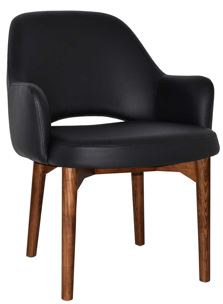 EZ Albury Walnut Stained Timber Frame Upholstered Hospitality Dining Armchair - XL