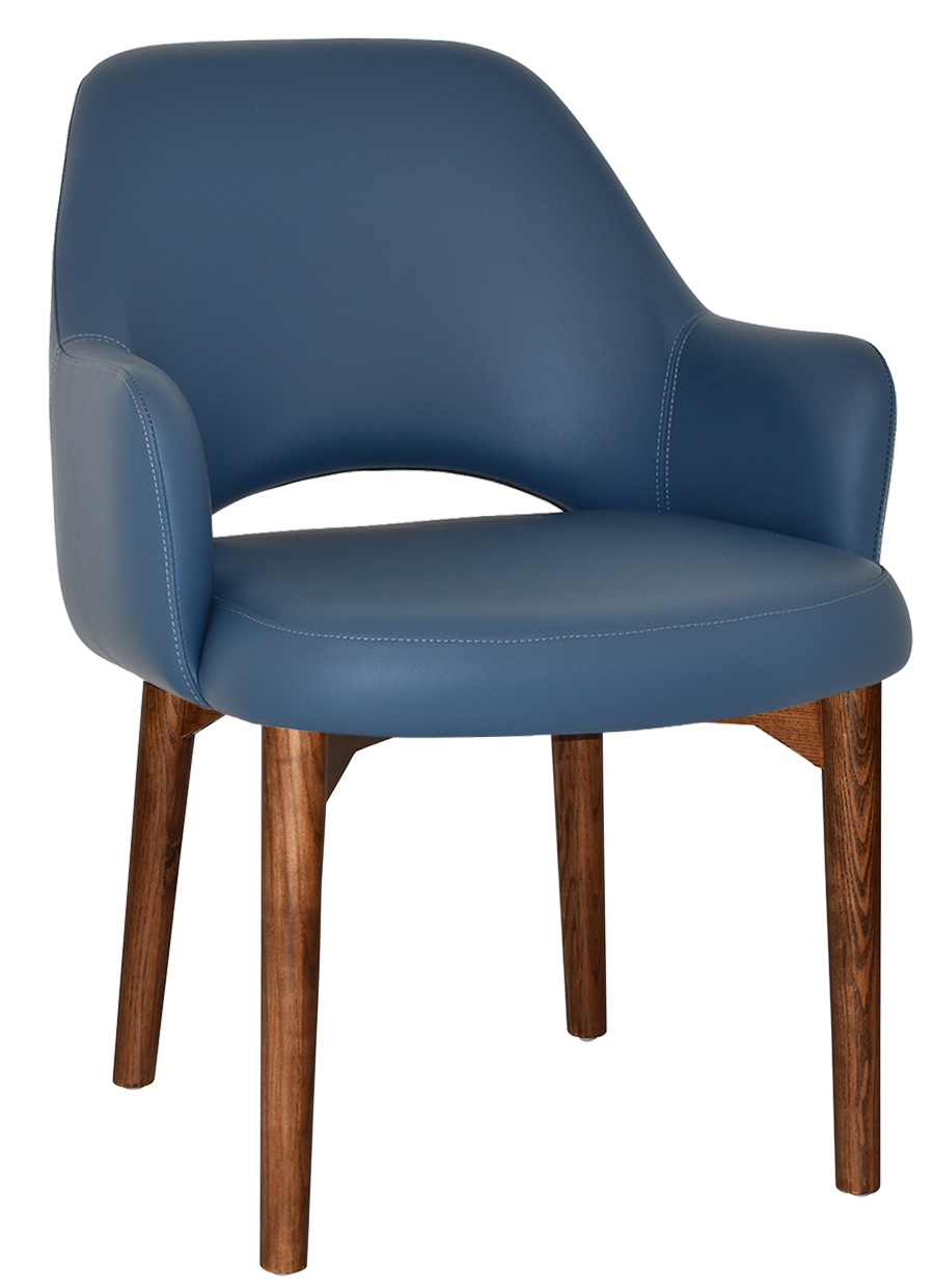 EZ Albury Walnut Stained Timber Frame Upholstered Hospitality Dining Armchair - XL